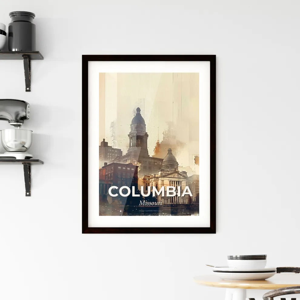 Columbia Skyline Print with City Architecture Icons Framed Print
