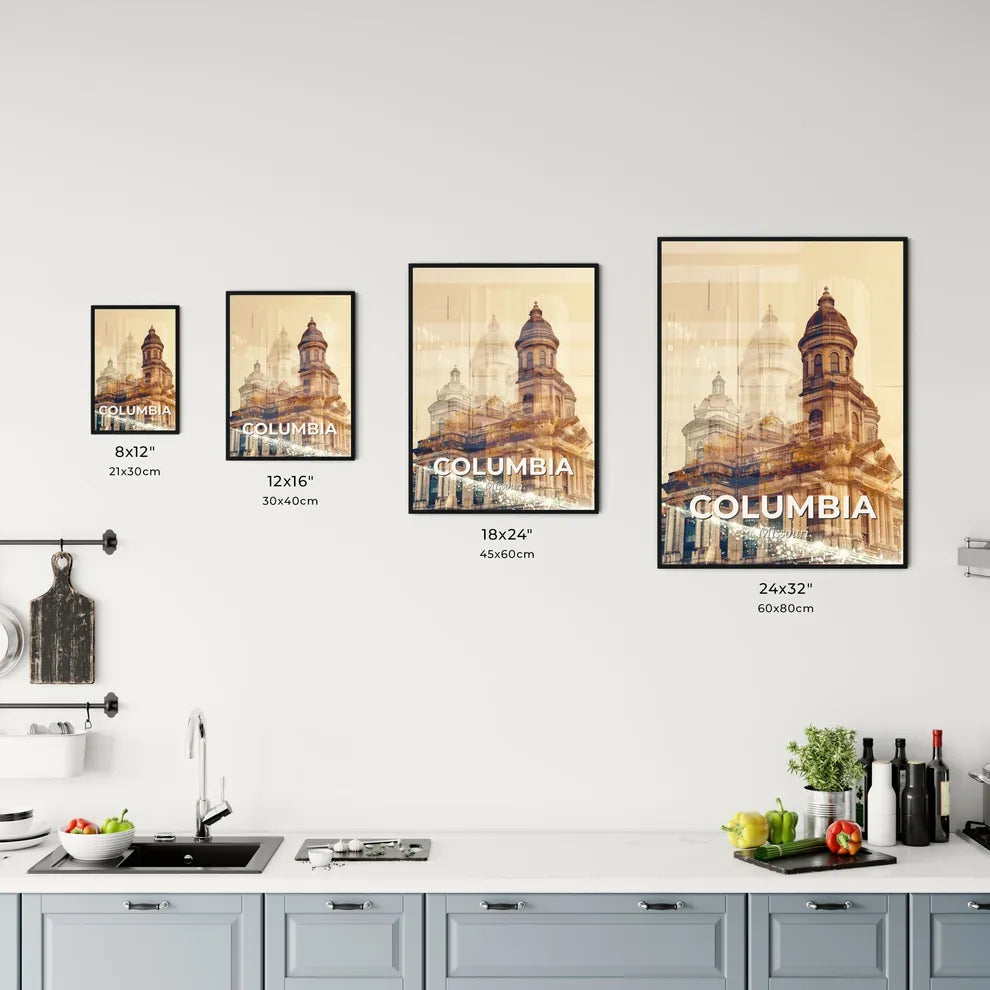 Columbia Skyline Night Lights Poster Office Art