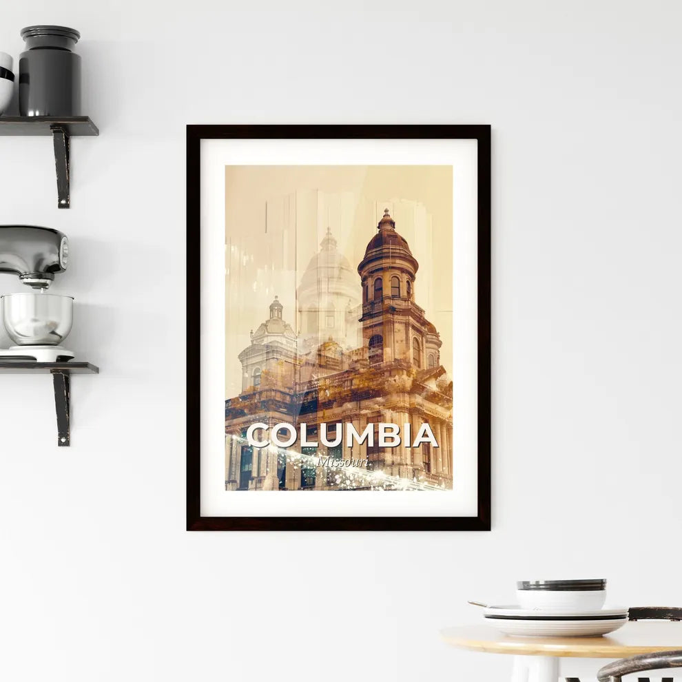 Columbia Skyline Night Lights Poster Framed Print