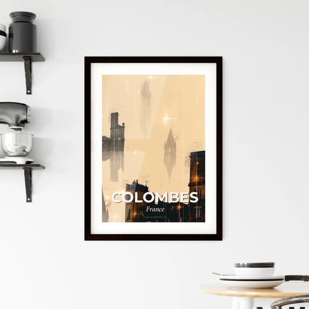 Colombes Icon Skyline Silhouette Art Poster Framed Print