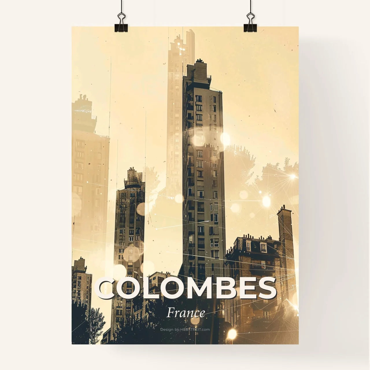 Colombes City Skyline Silhouette Poster Art Poster