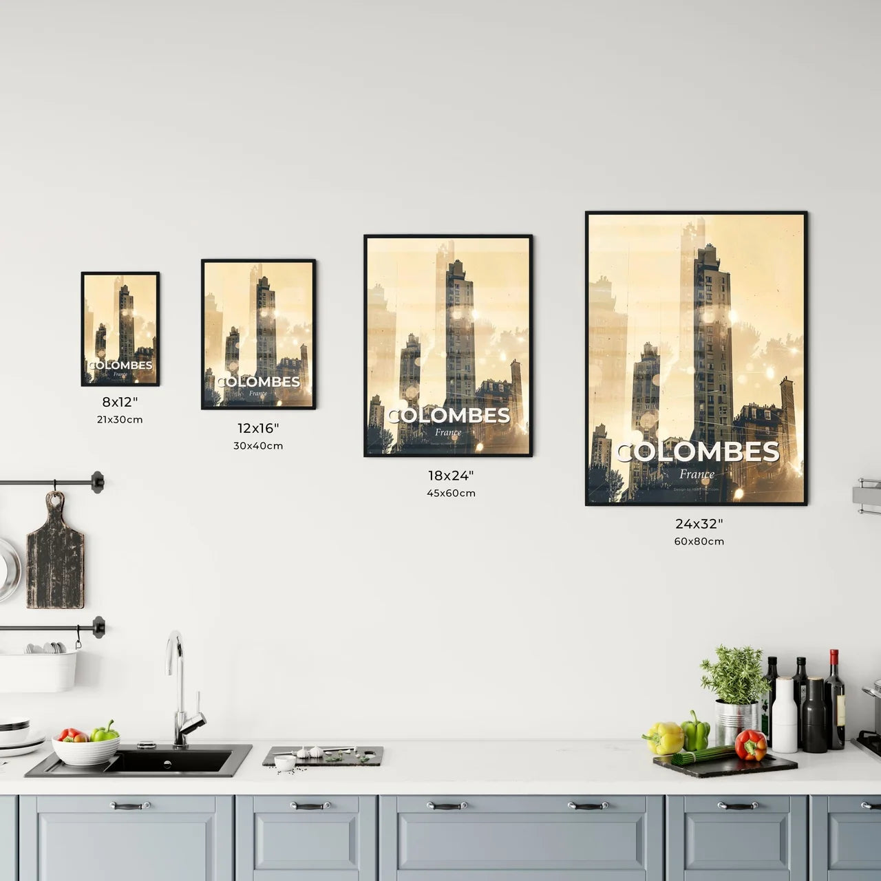 Colombes City Skyline Silhouette Poster Art Office Art