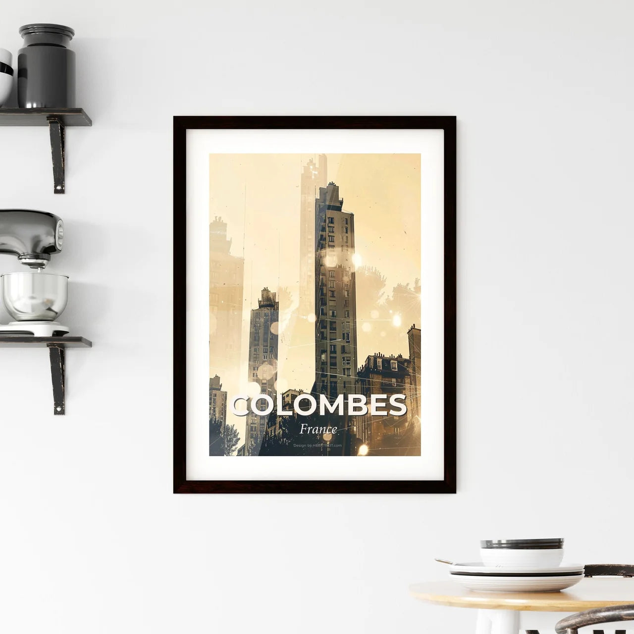 Colombes City Skyline Silhouette Poster Art Framed Print