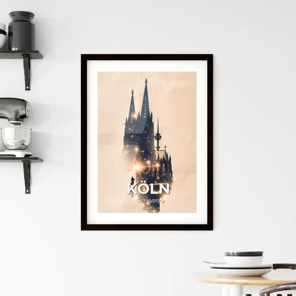 Cologne City Skyline Double Exposure Composite Art Framed Print