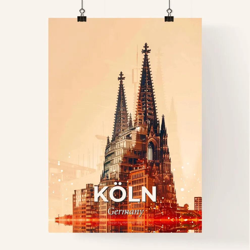 Cologne City Skyline: Local Icons Double Exposure Poster