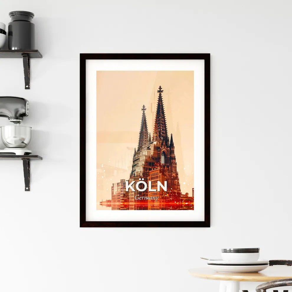 Cologne City Skyline: Local Icons Double Exposure Framed Print