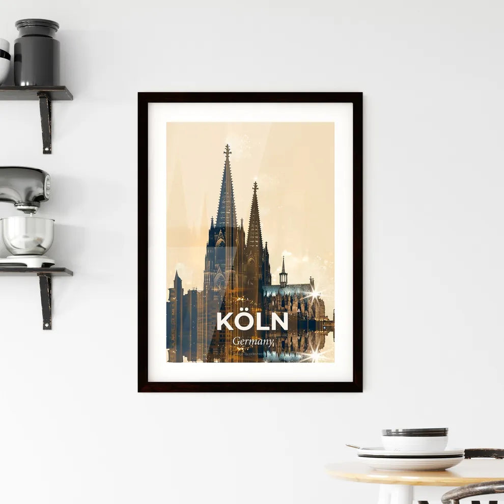 Cologne Skyline Double Exposure Art Poster Framed Print