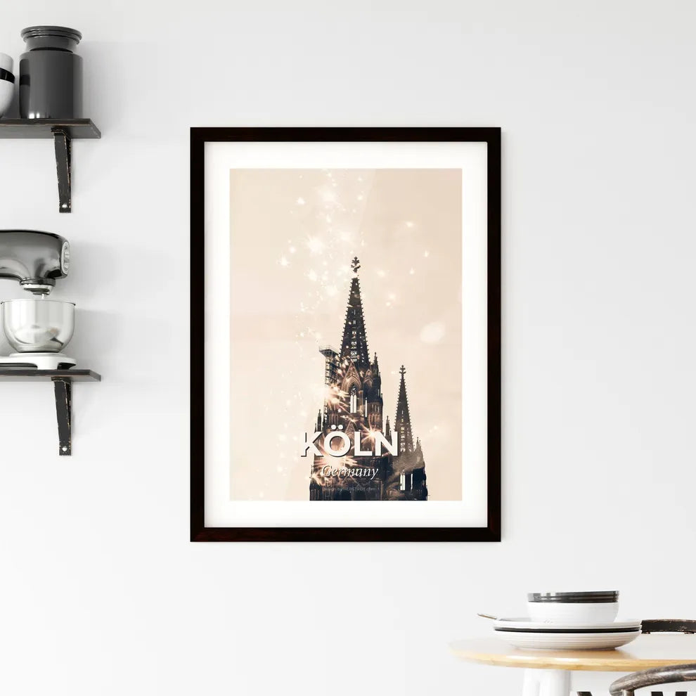 Cologne: Skyline Silhouette Cityscape Poster Framed Print