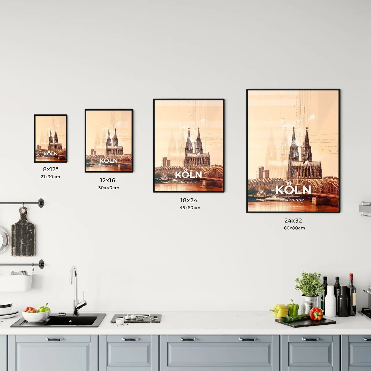 Cologne Skyline Composite Art Poster with Local Icons Office Art