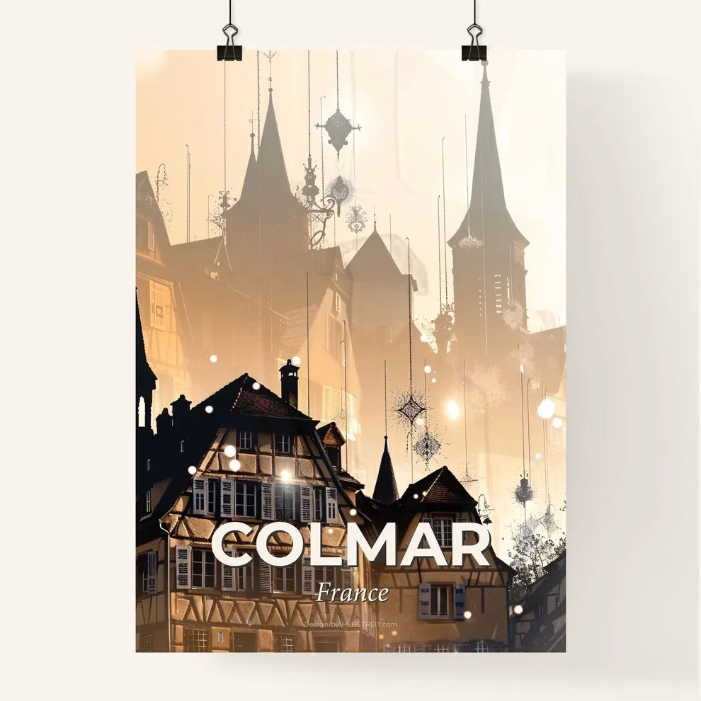 Colmar City Skyline Night Stars Fantasy Poster Poster