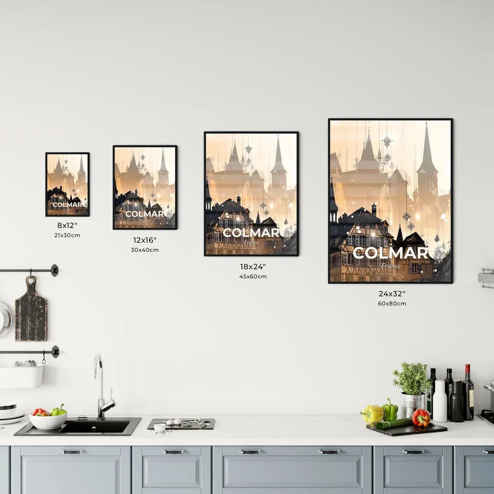 Colmar City Skyline Night Stars Fantasy Poster Office Art