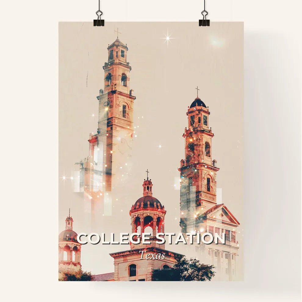 College Station Skyline Cityscape Minimalist Art Poster Poster