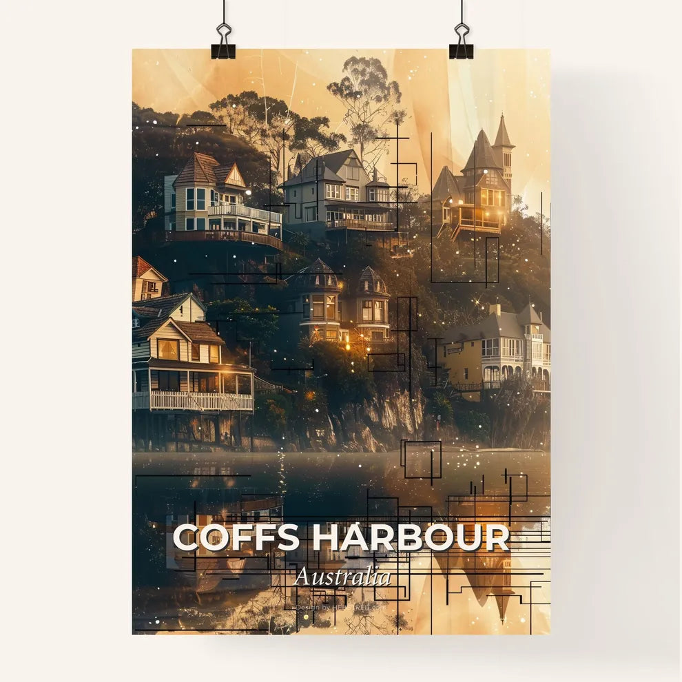 Coffs Harbour Skyline Double Exposure Artwork Poster