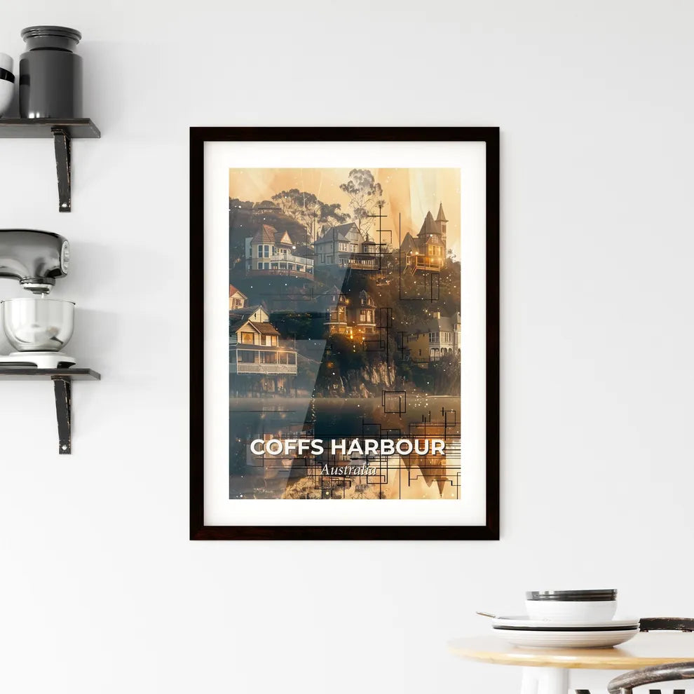Coffs Harbour Skyline Double Exposure Artwork Framed Print