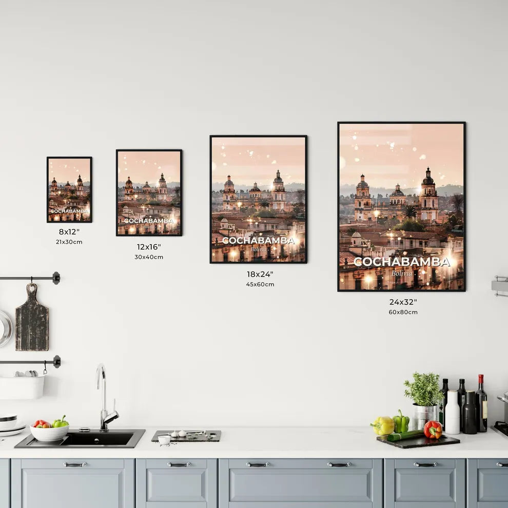 Cochabamba City Skyline Bright Beige Art Deco Office Art