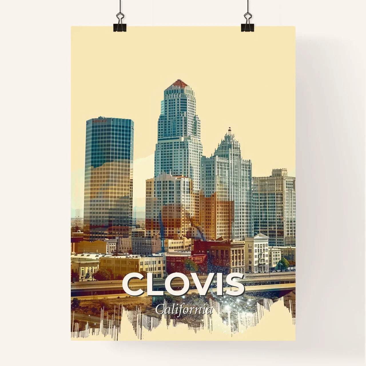 Clovis City Lights Sparkles Vista Poster Poster