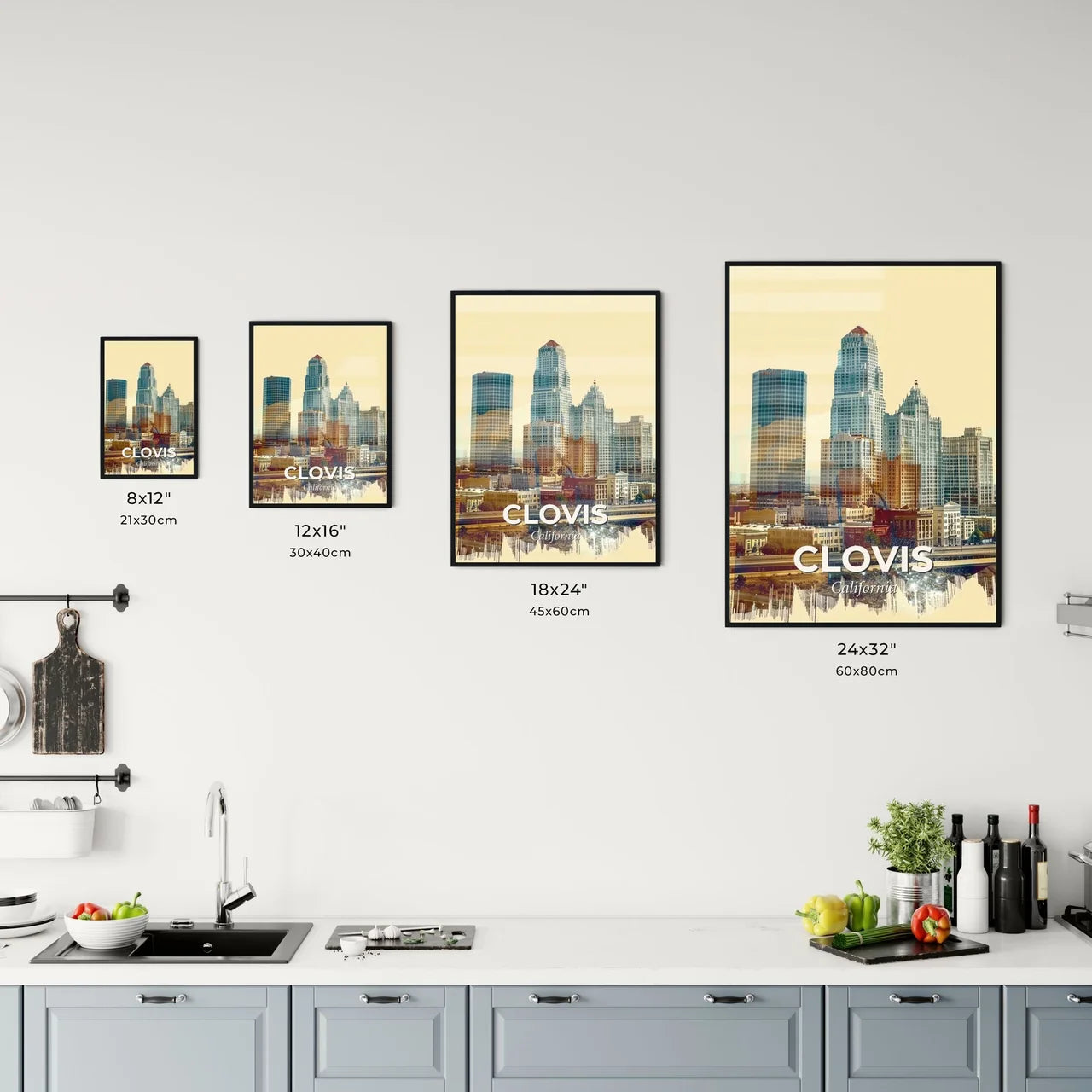 Clovis City Lights Sparkles Vista Poster Office Art