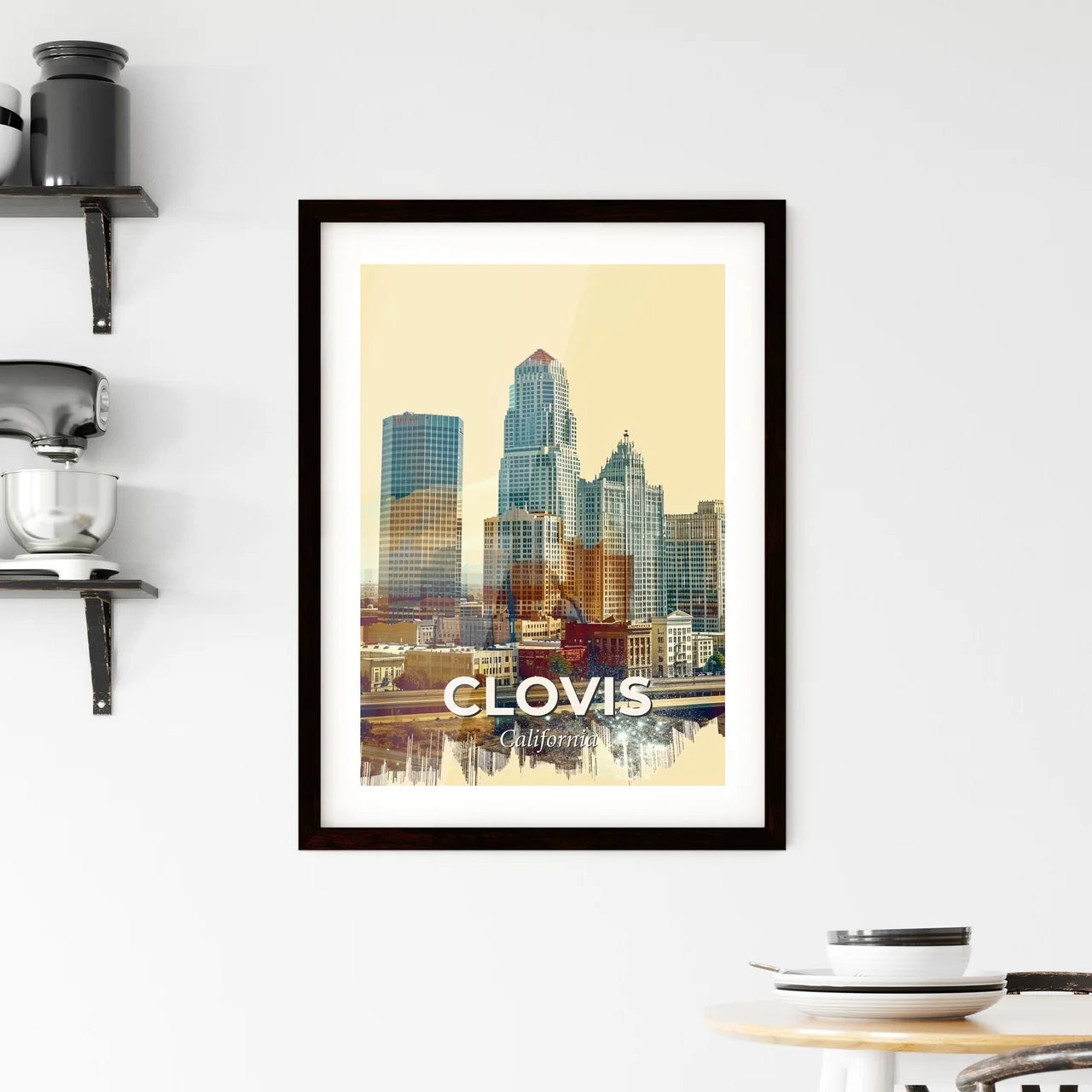 Clovis City Lights Sparkles Vista Poster Framed Print