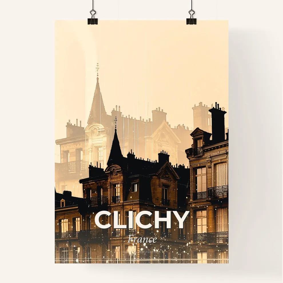 Clichy Skyline Reflection Sparkles Beige Poster