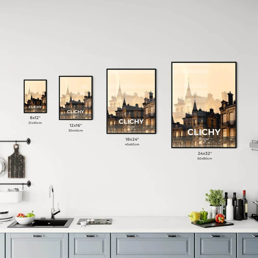 Clichy Skyline Reflection Sparkles Beige Office Art
