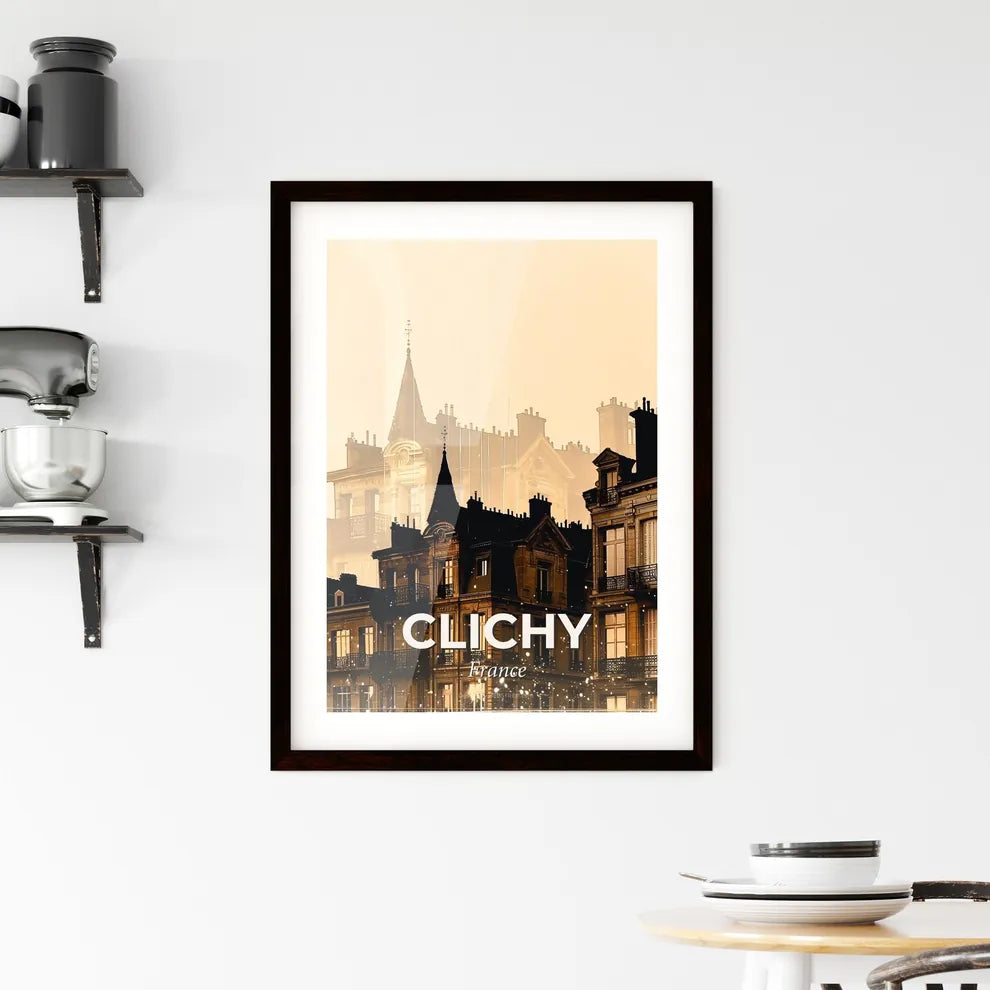 Clichy Skyline Reflection Sparkles Beige Framed Print
