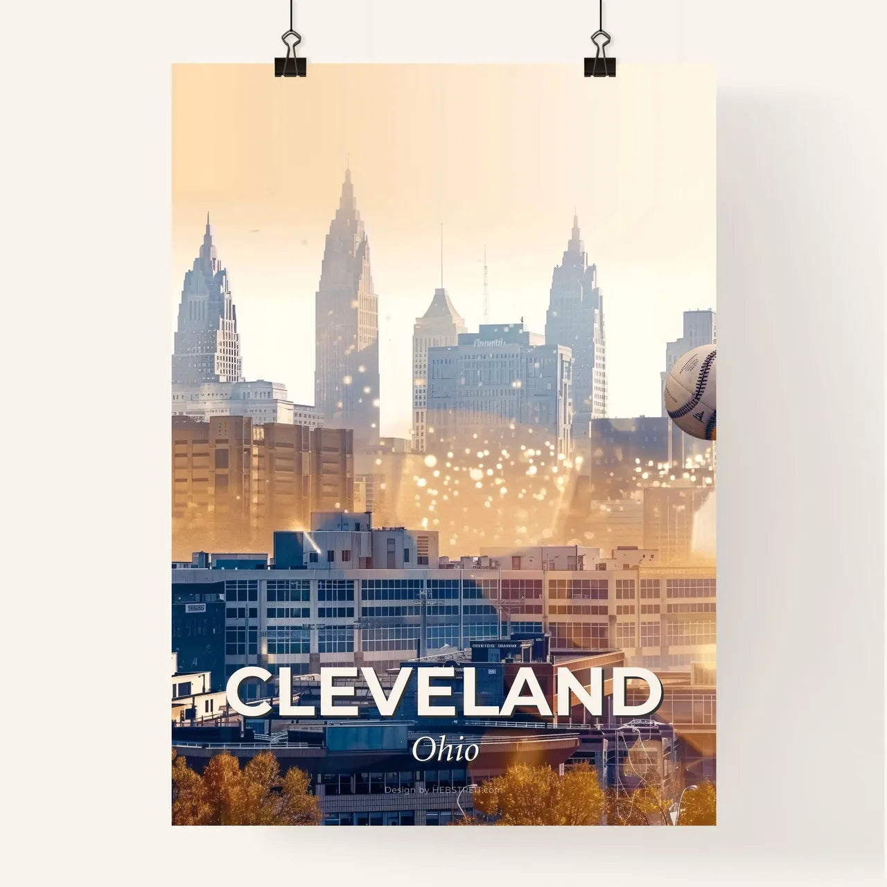 Cleveland Skyline Glamourous Cityscape Art Deco Poster