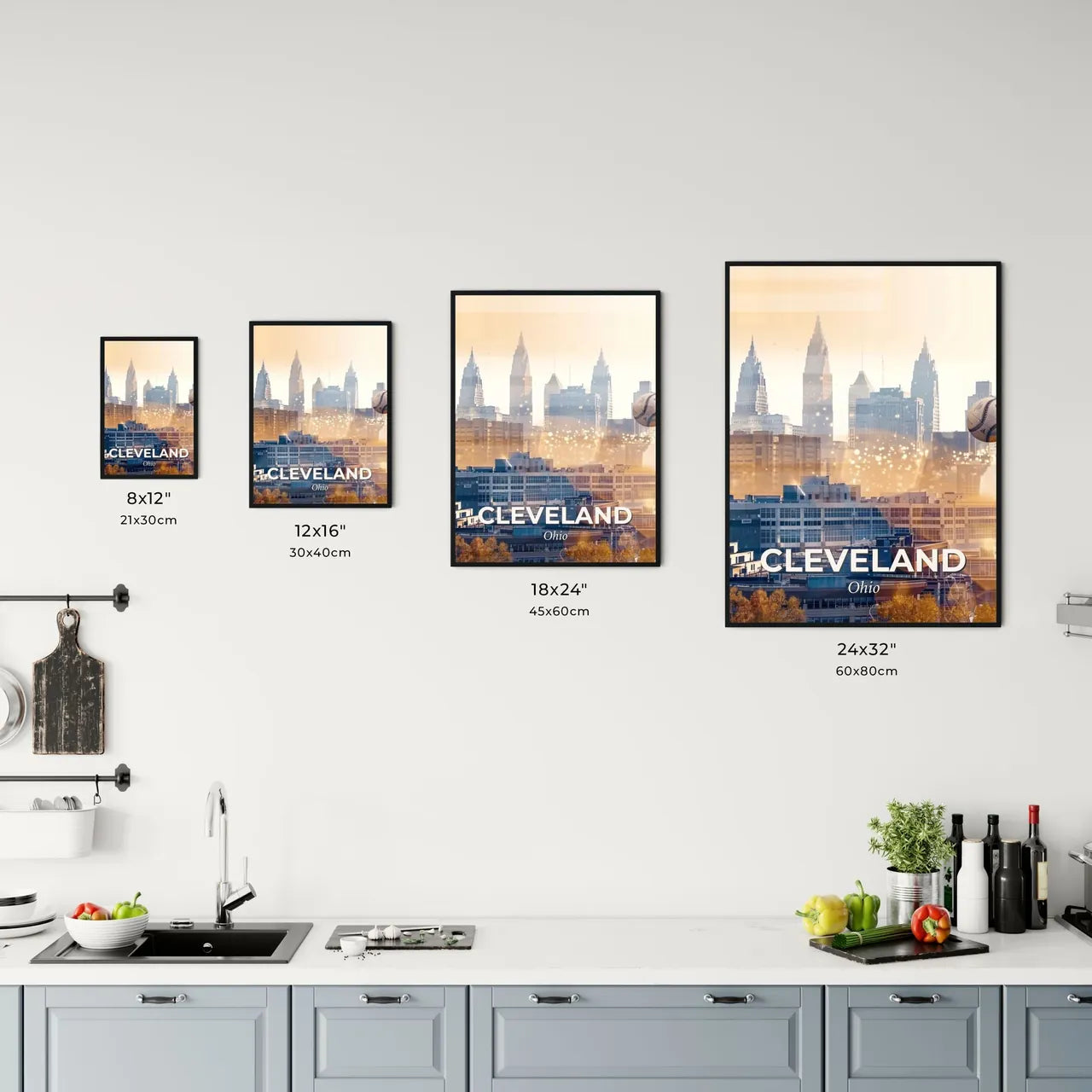 Cleveland Skyline Glamourous Cityscape Art Deco Office Art