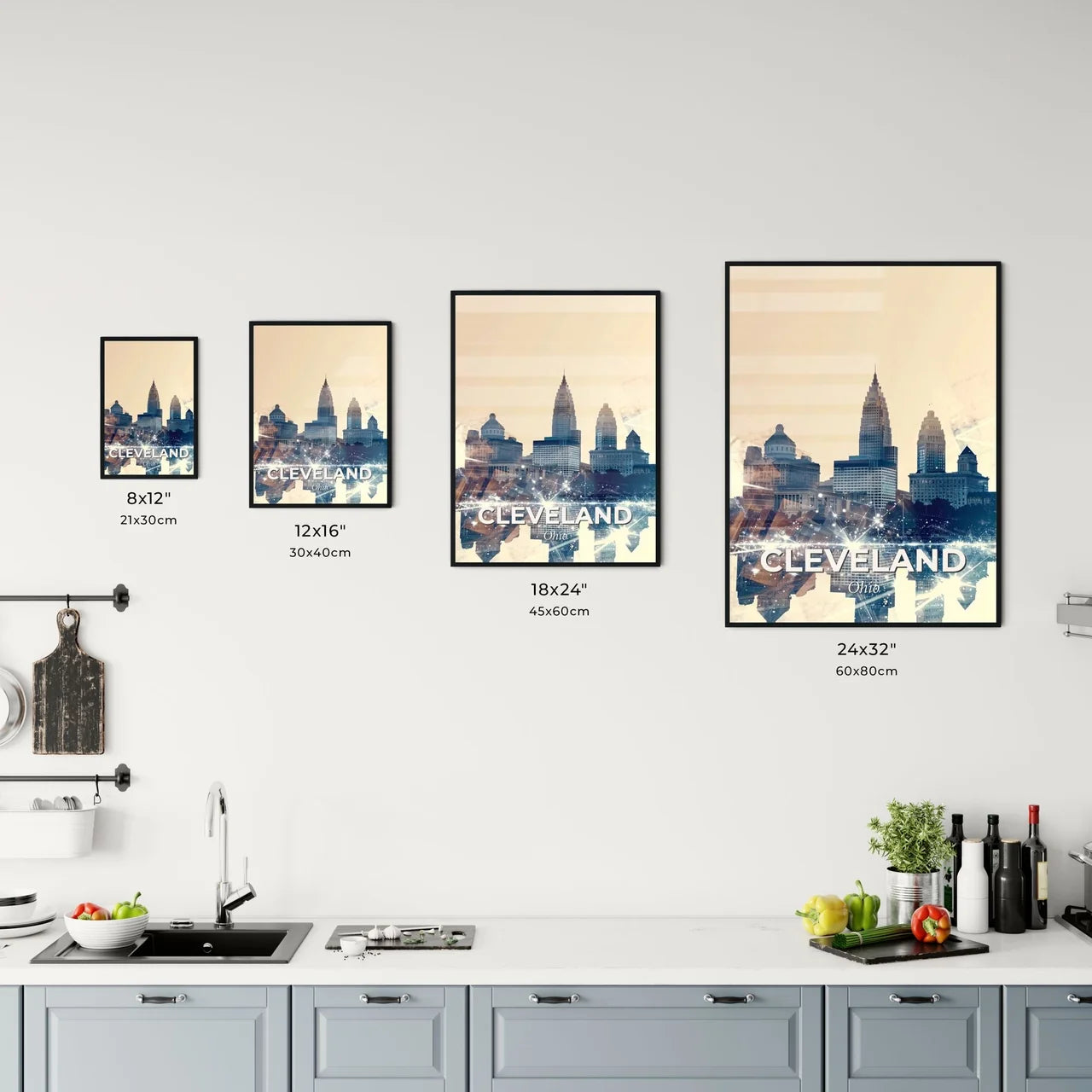 Cleveland Skyline Double Exposure Art Deco Office Art