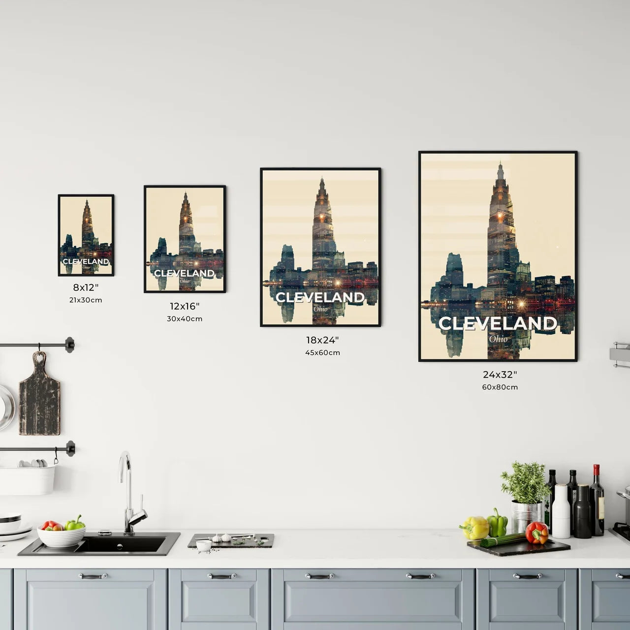 Cleveland Skyline Double Exposure City Icon Office Art
