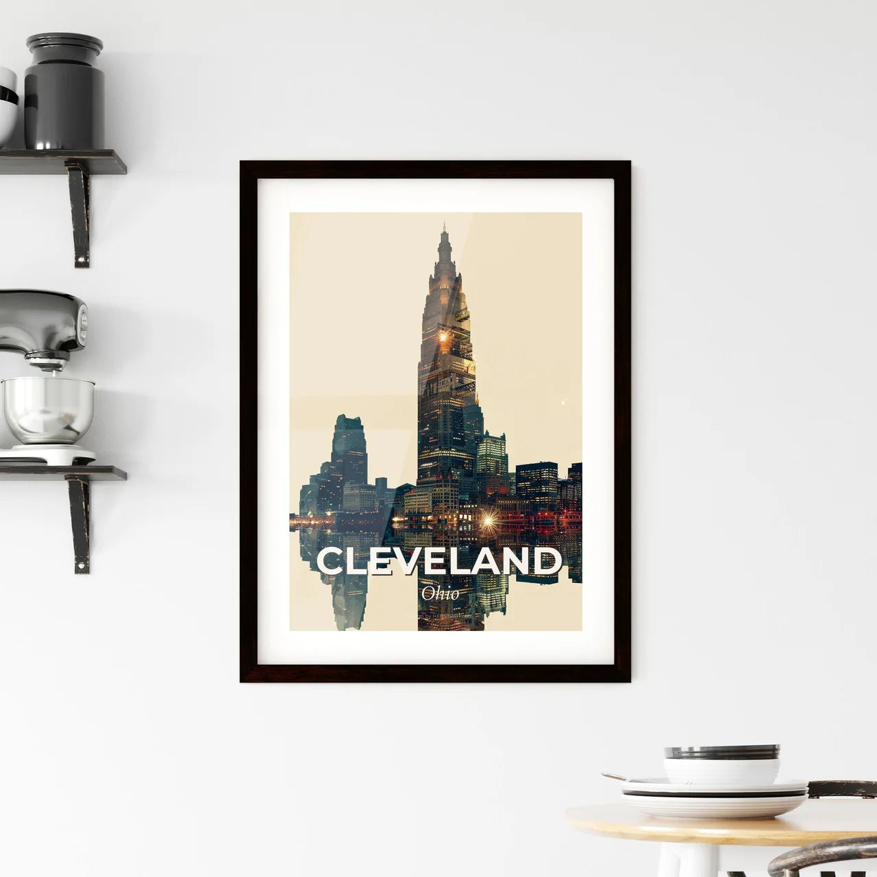 Cleveland Skyline Double Exposure City Icon Framed Print