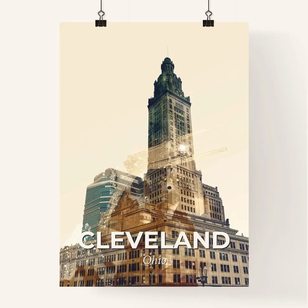 Cleveland City Skyline Panorama Poster Art Poster
