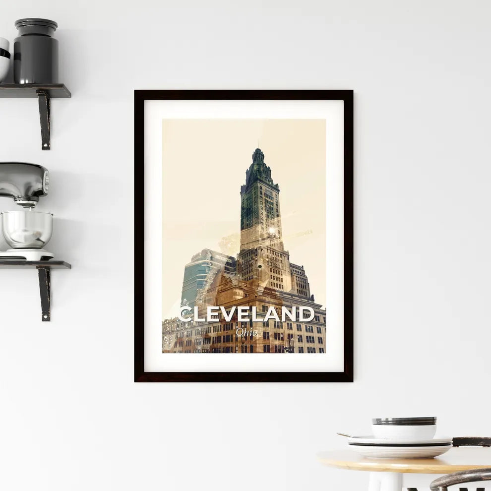 Cleveland City Skyline Panorama Poster Art Framed Print