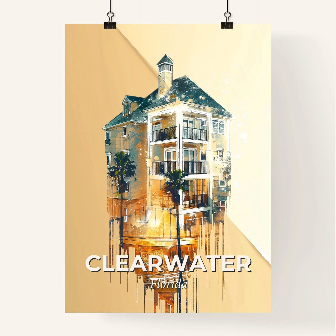 Clearwater Horizon Glow Skyline Art Poster