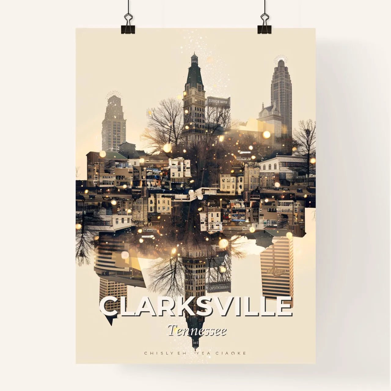 Clarksville Cityscape Sparkle Poster Poster