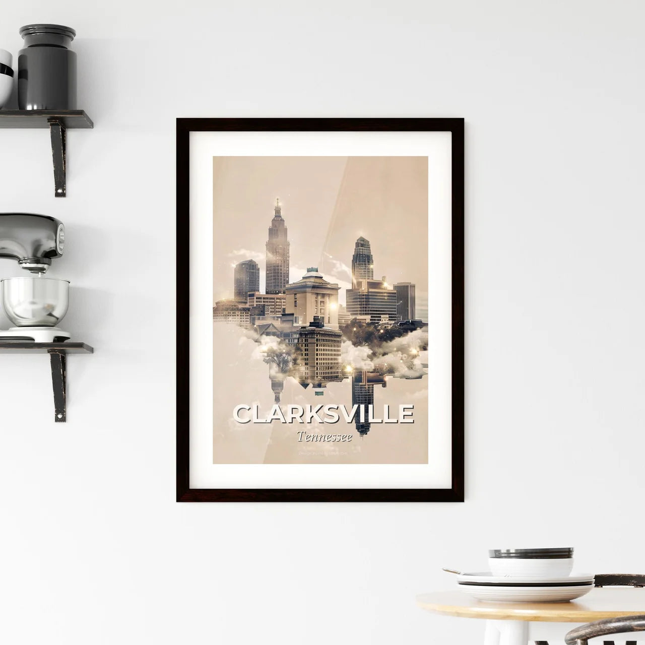 Clarksville: Double Exposure Cityscape Art Framed Print