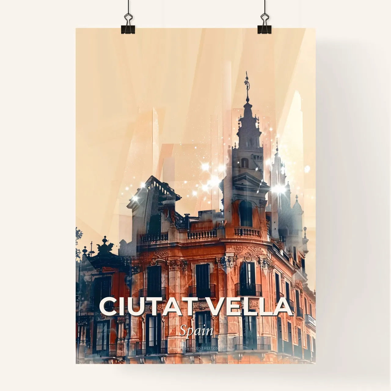 Ciutat Vella City Skyline Art: Double Exposure Dream Poster