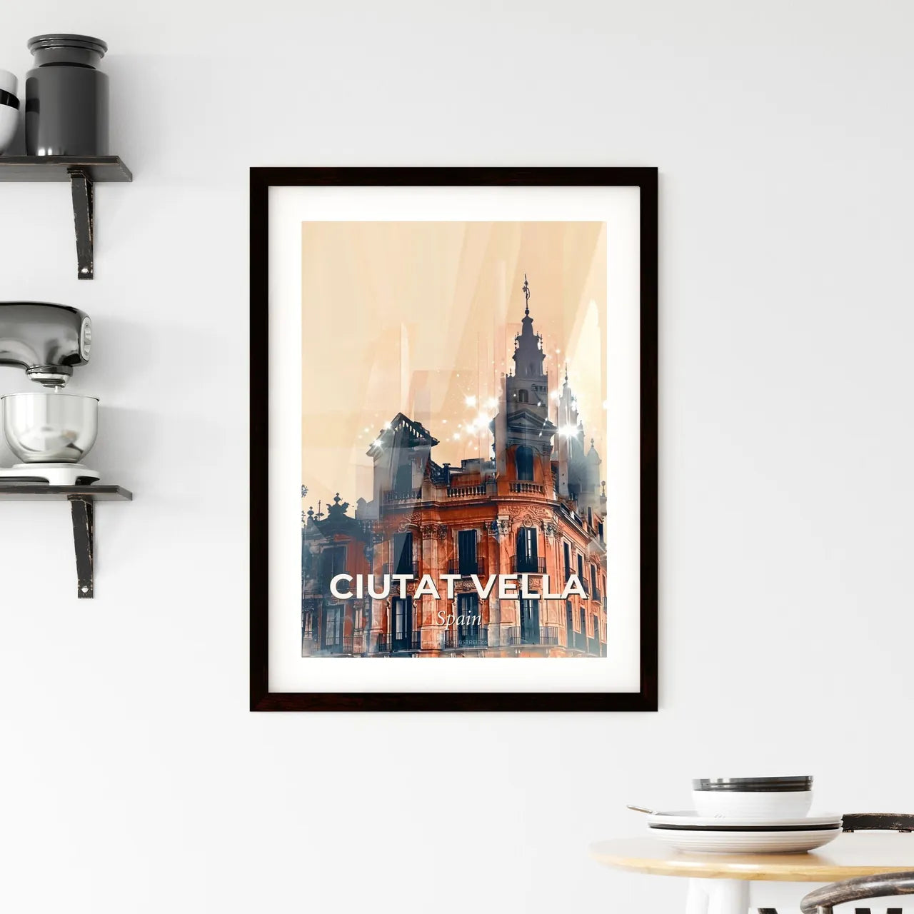 Ciutat Vella City Skyline Art: Double Exposure Dream Framed Print