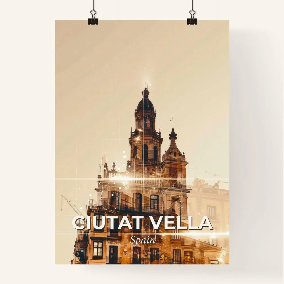 Ciutat Vella Skyline Double Exposure Art Print Poster