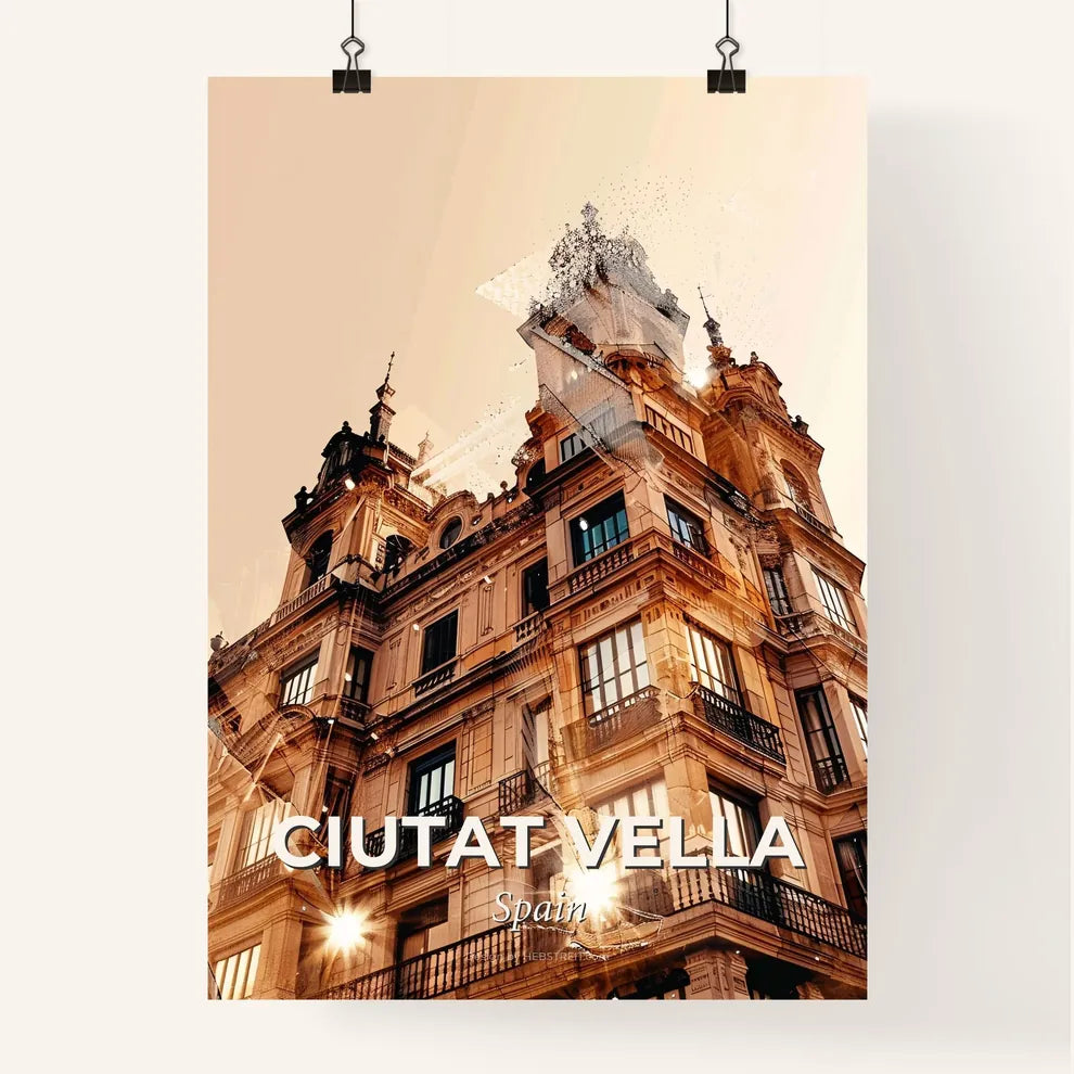 Ciutat Vella City Skyline Double Exposure Poster Poster