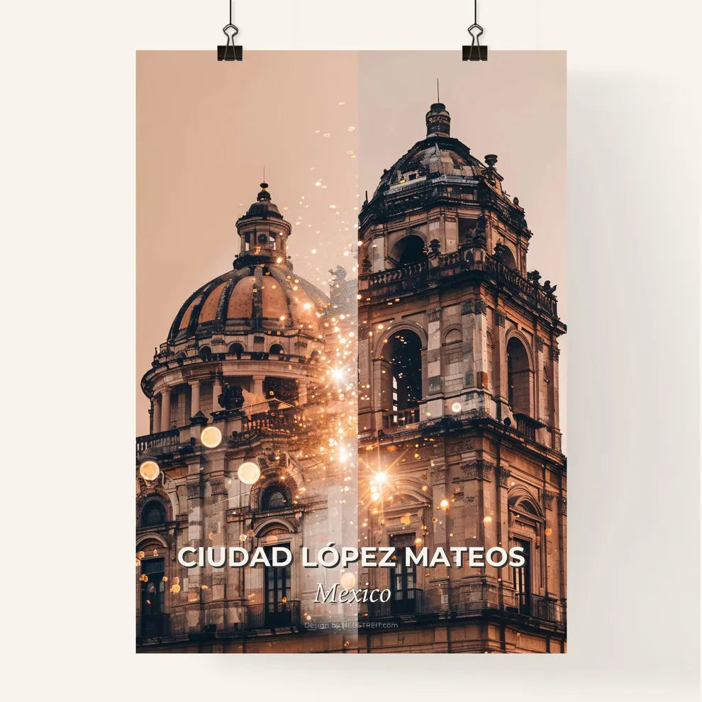 Ciudad López Mateos: City Skyline with Icon Architecture Poster