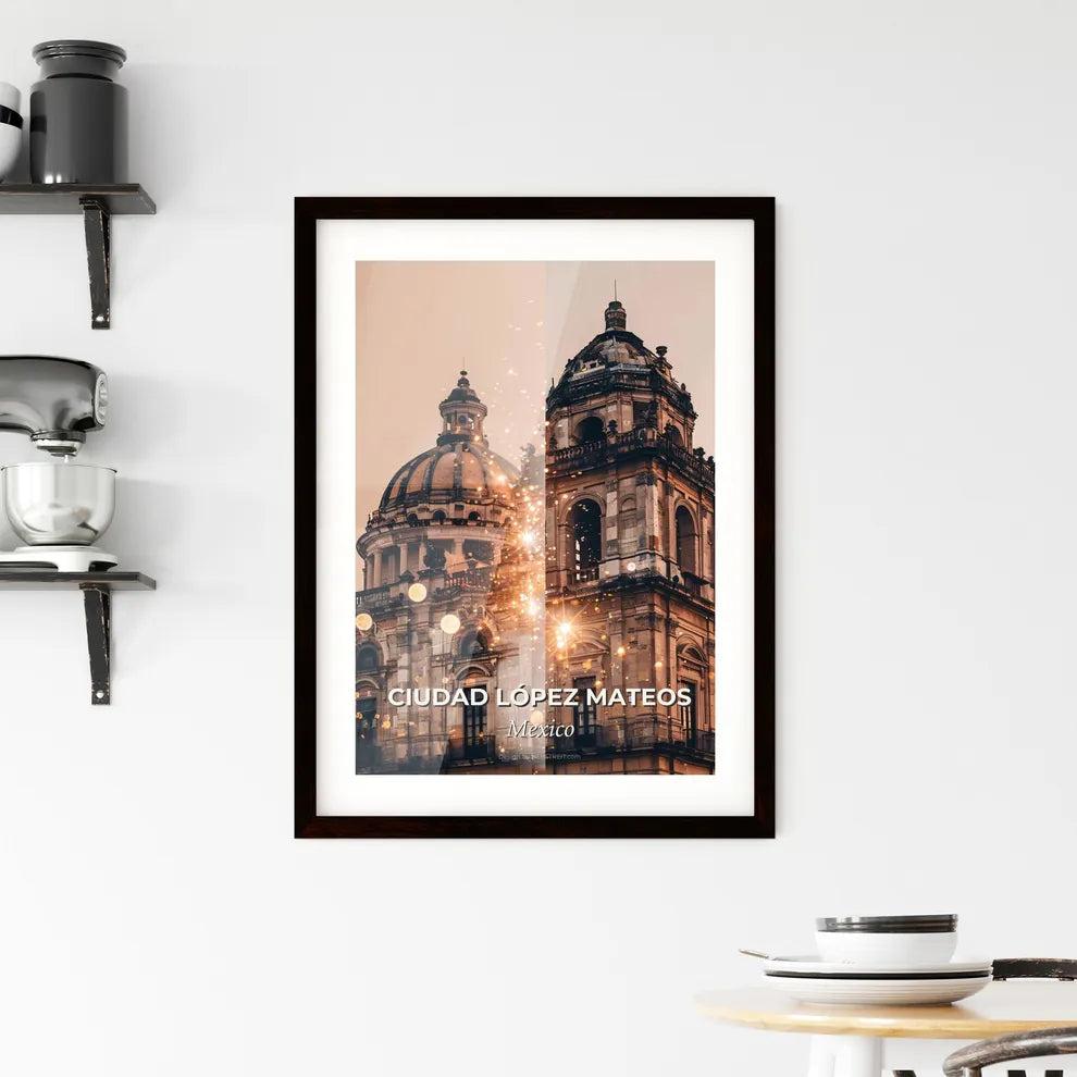 Ciudad López Mateos: City Skyline with Icon Architecture Framed Print