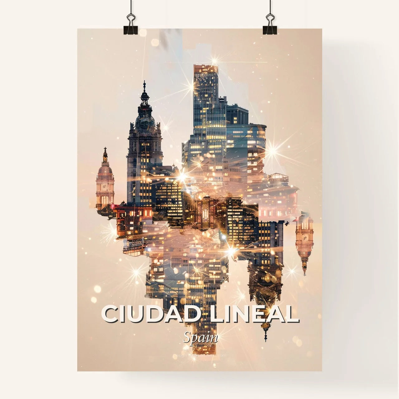 Ciudad Lineal: Double Exposure Composite Art Poster