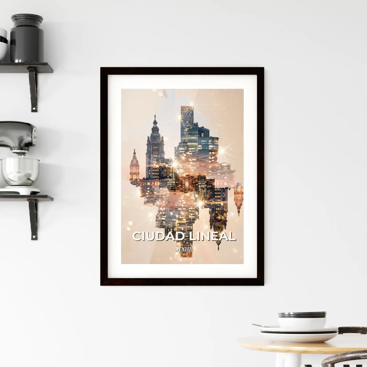 Ciudad Lineal: Double Exposure Composite Art Framed Print