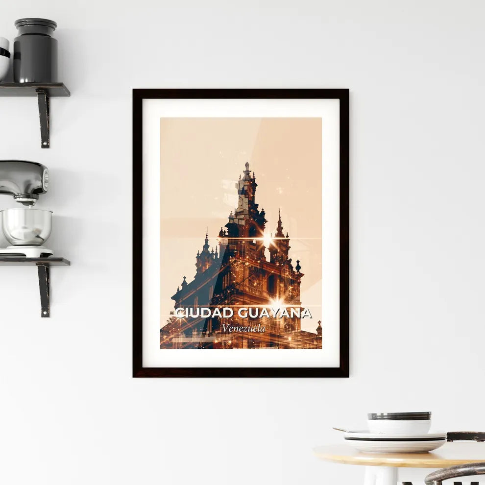 Ciudad Guayana: City Skyline Double Exposure Art Framed Print