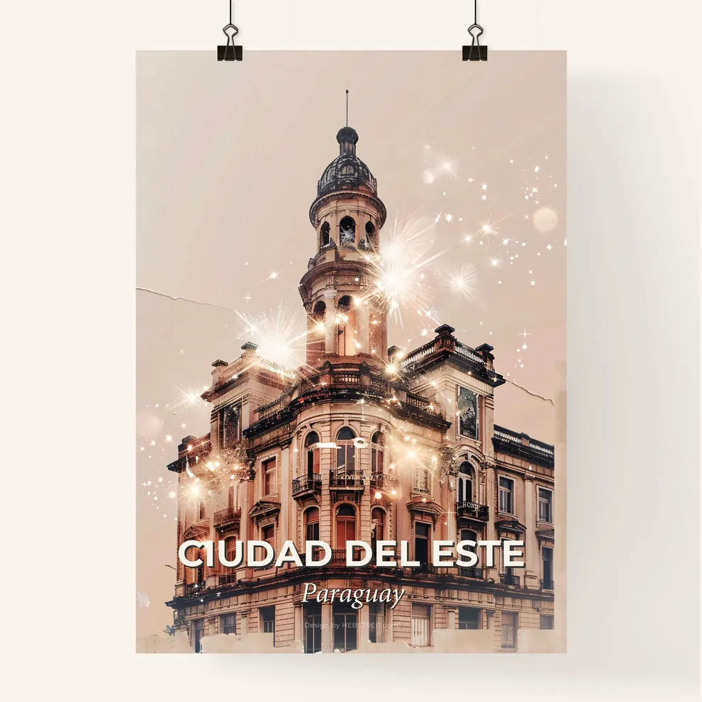 Ciudad del Este Skyline Impressionist Double Exposure Art Poster