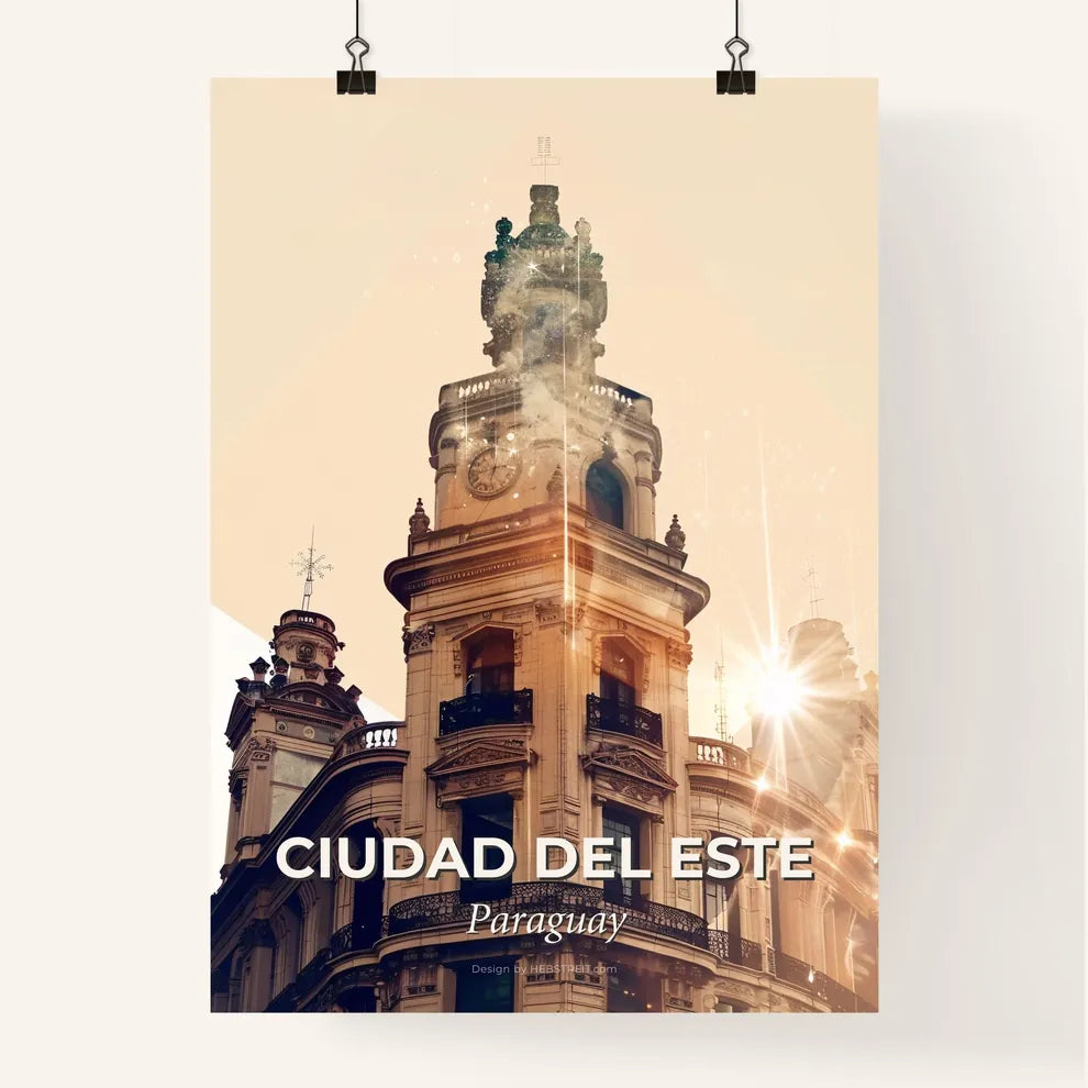 Ciudad del Este Skyline Double Exposure Composite Art Poster