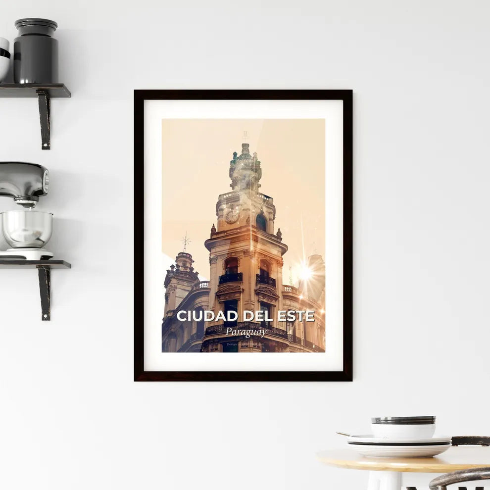 Ciudad del Este Skyline Double Exposure Composite Art Framed Print