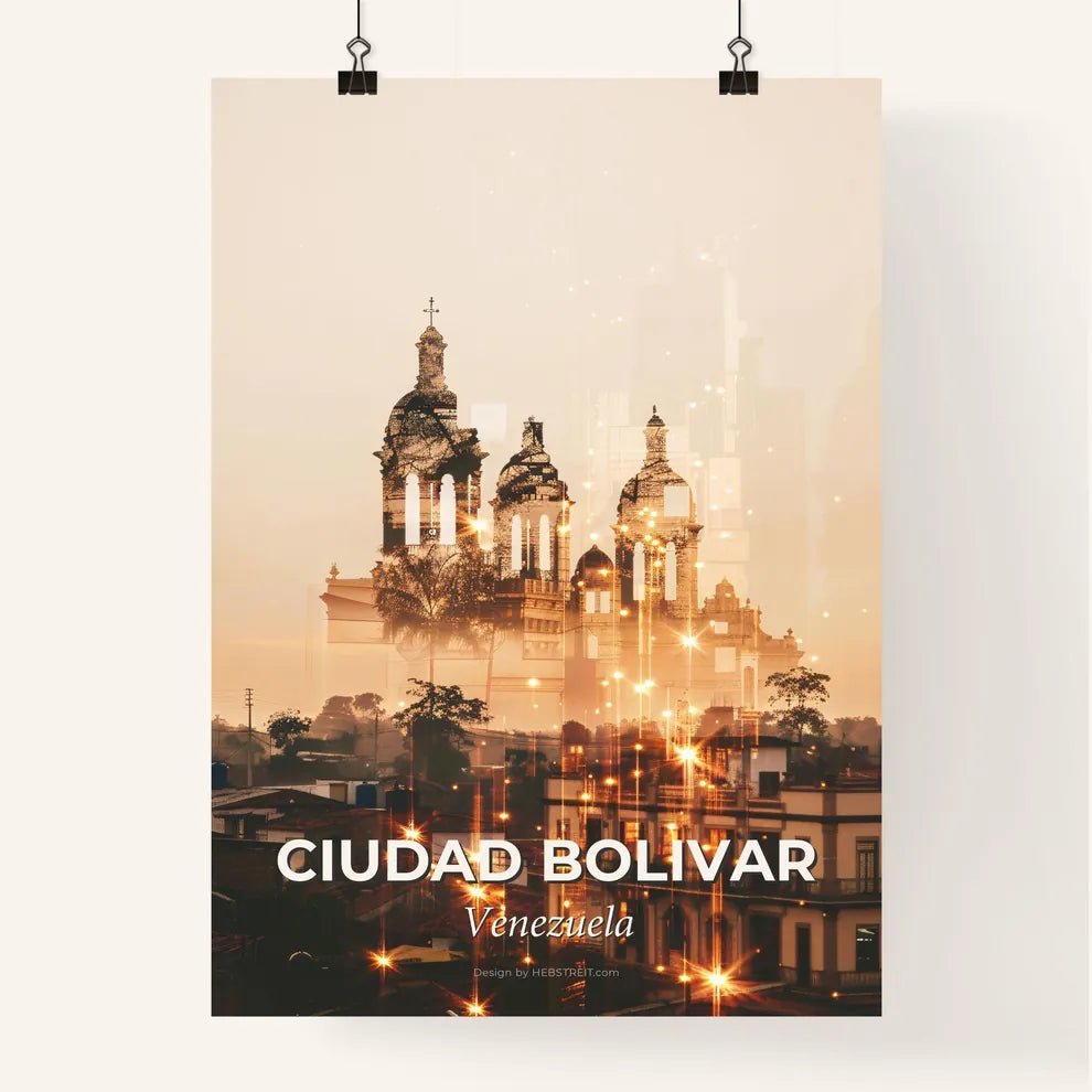 Ciudad Bolivar Skyline Night Lights Poster