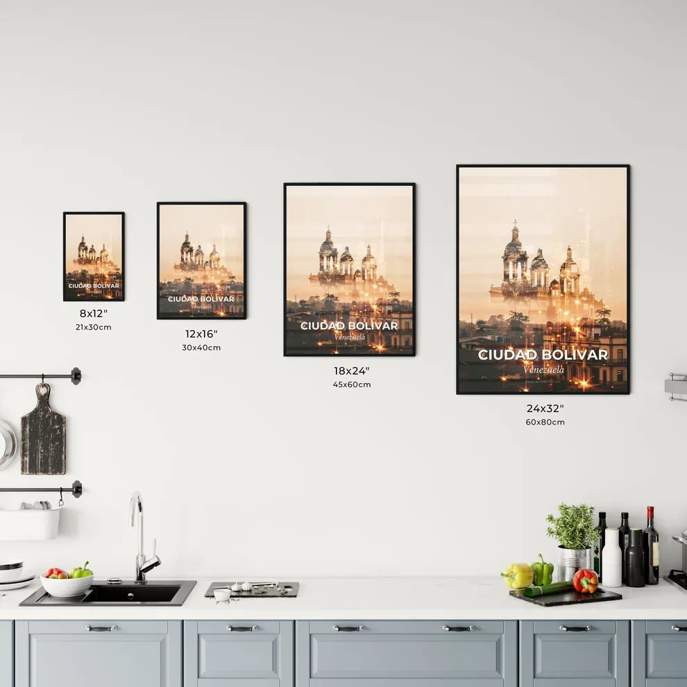 Ciudad Bolivar Skyline Night Lights Office Art