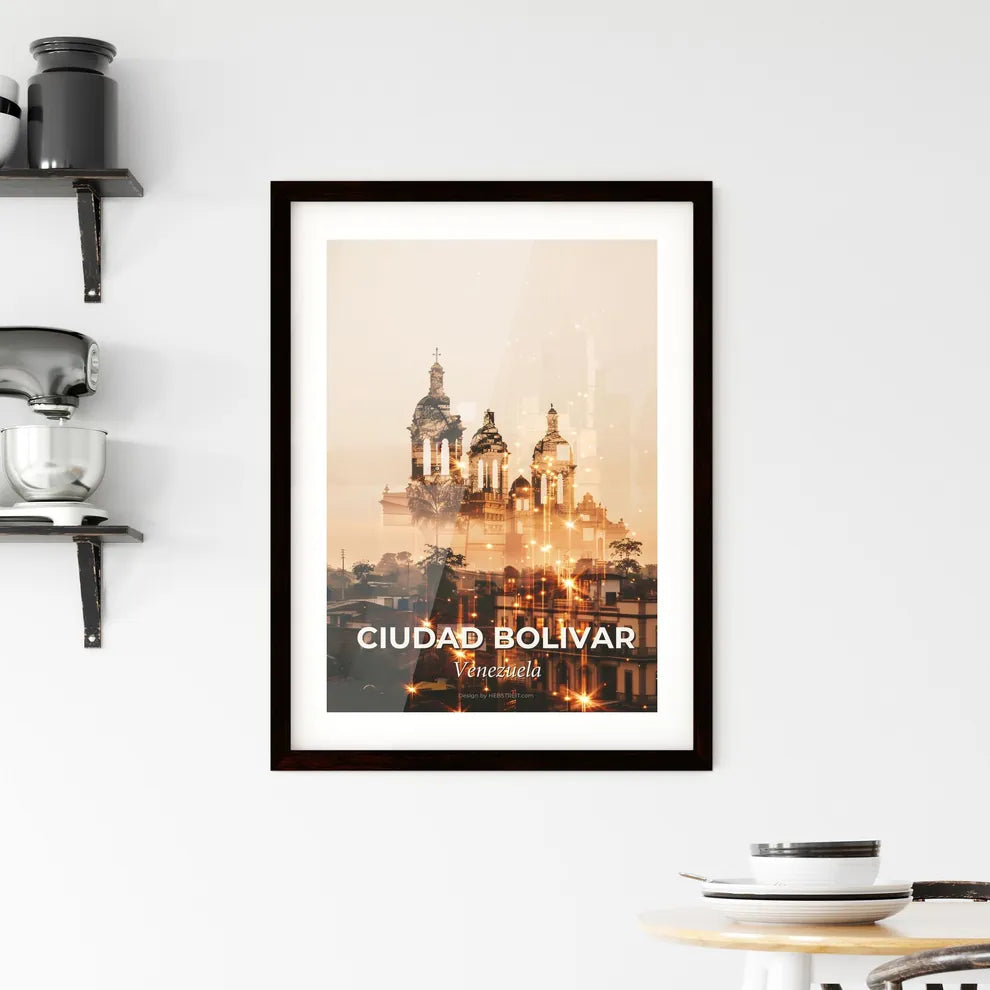 Ciudad Bolivar Skyline Night Lights Framed Print
